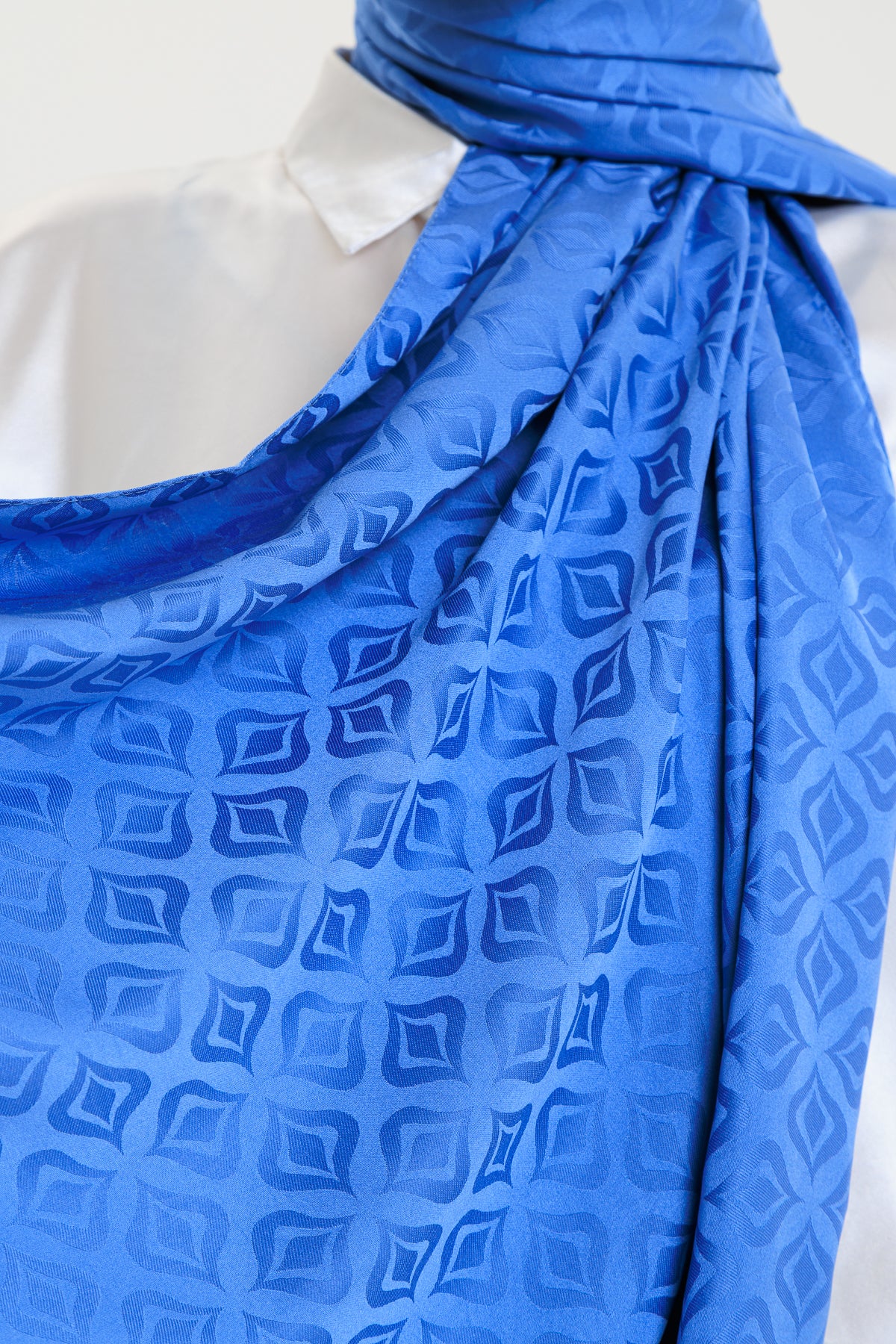 DELMAR Lior Mavi Lale Desenli Pamuklu Jakarlı Şal