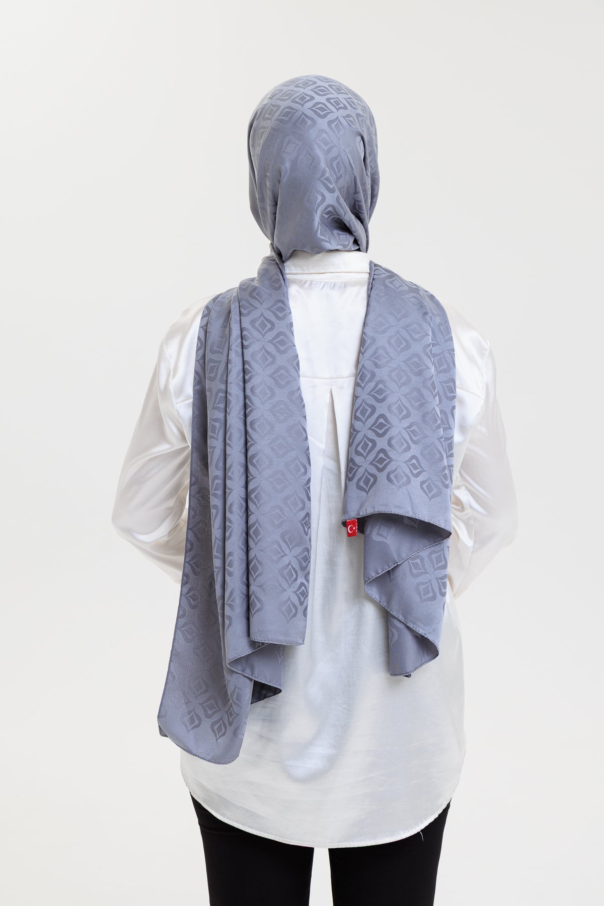 DELMAR Lior Koyu Gri Lale Desenli Pamuklu Jakarlı Şal