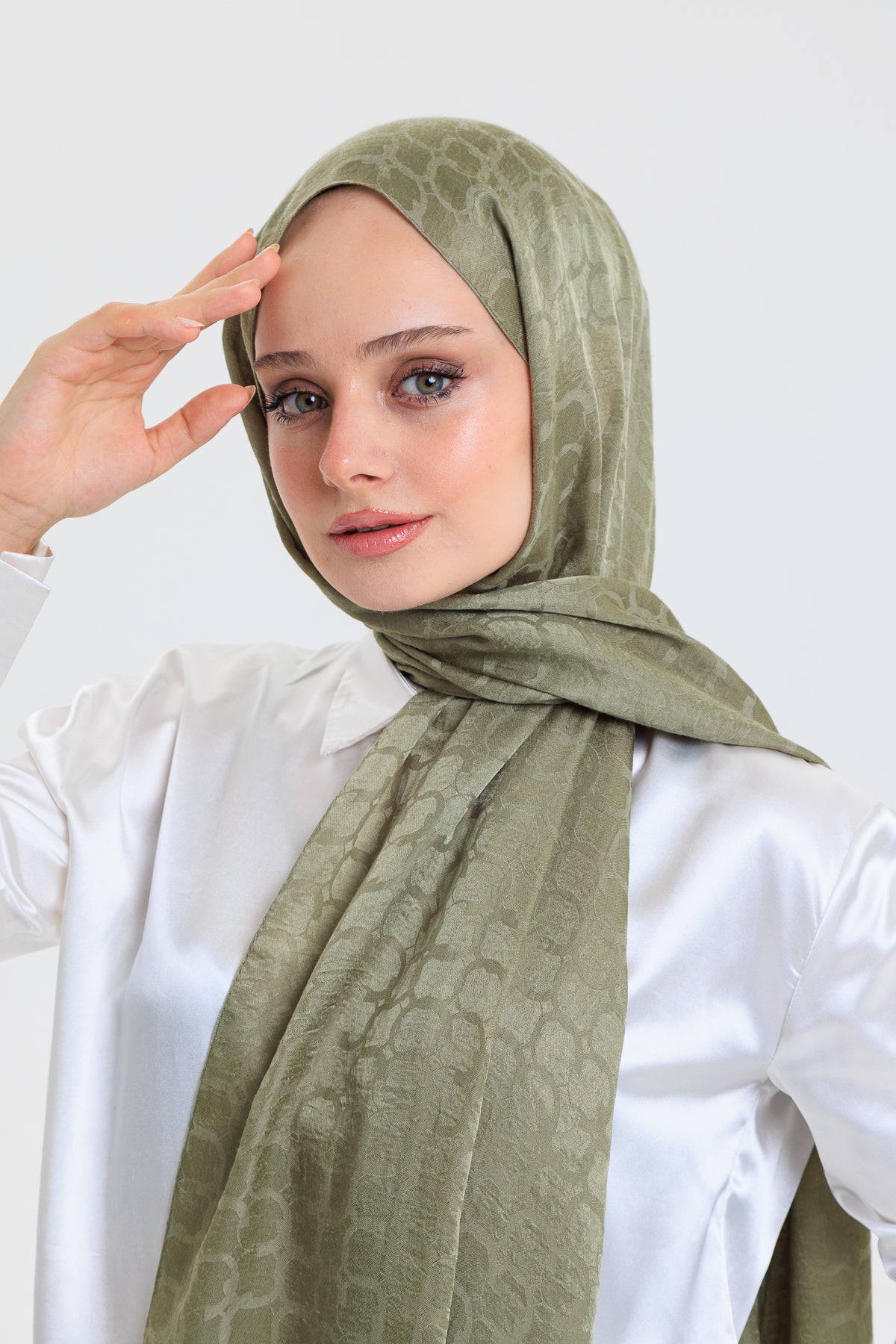 DELMAR Lior Yeşil Halka Desenli Jakarlı Şal