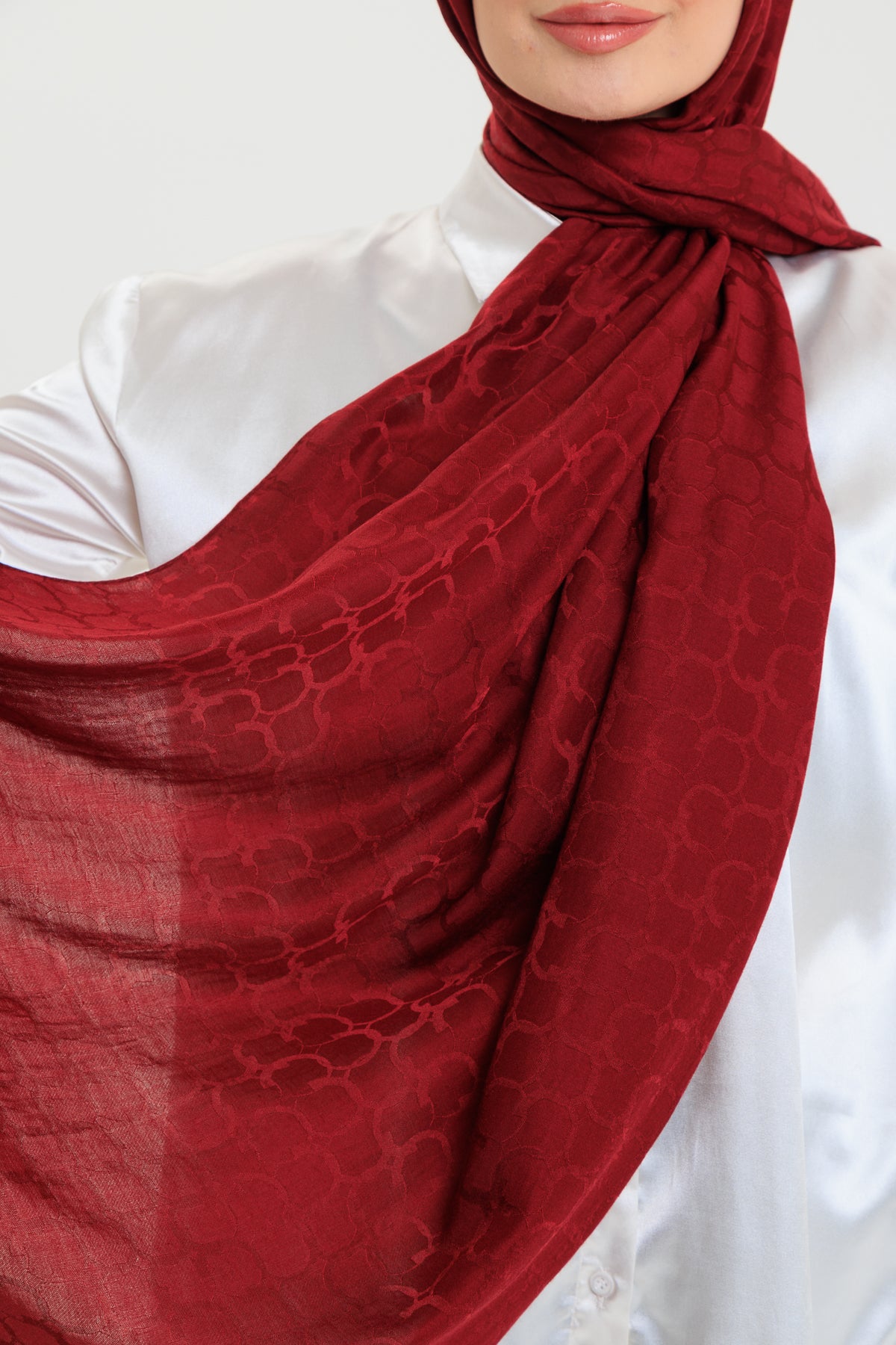 DELMAR Lior Kırmızı Halka Desenli Jakarlı Şal