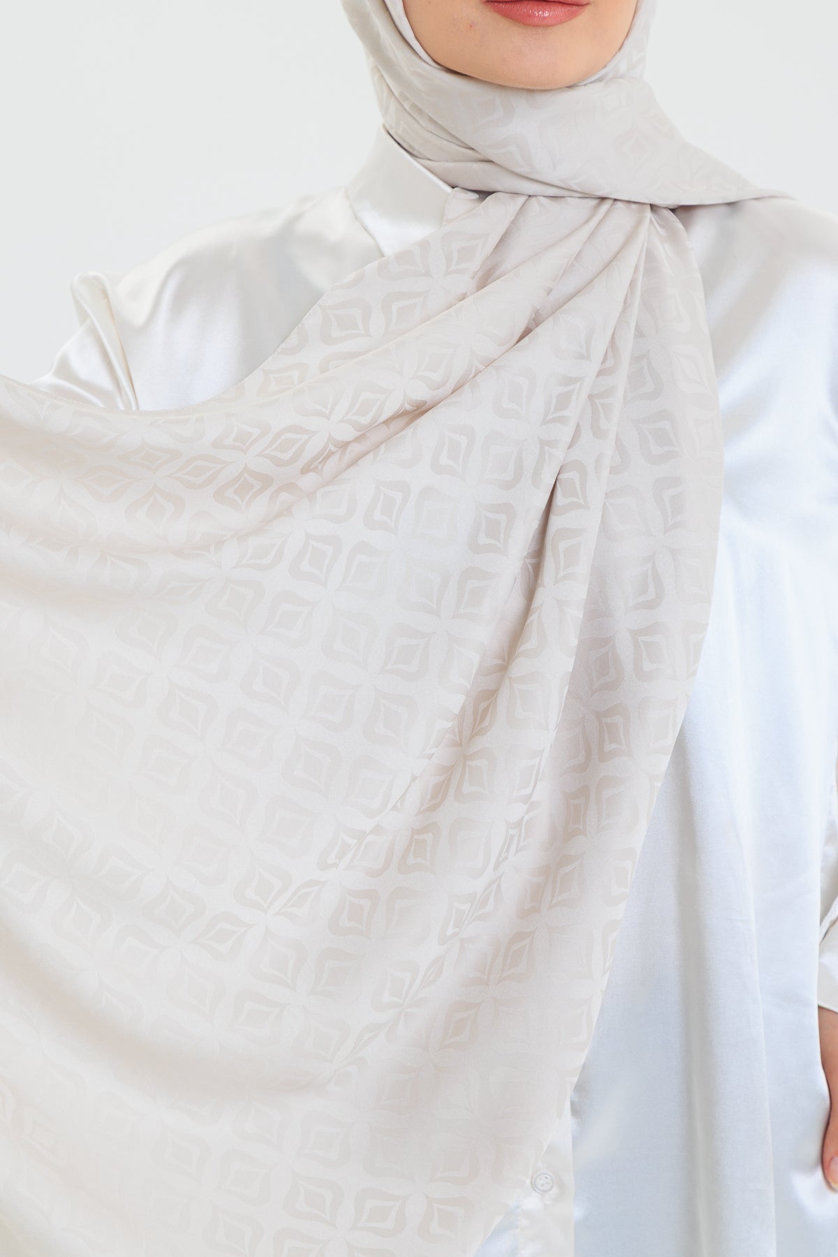 DELMAR Lior Krem Lale Desenli Pamuklu Jakarlı Şal