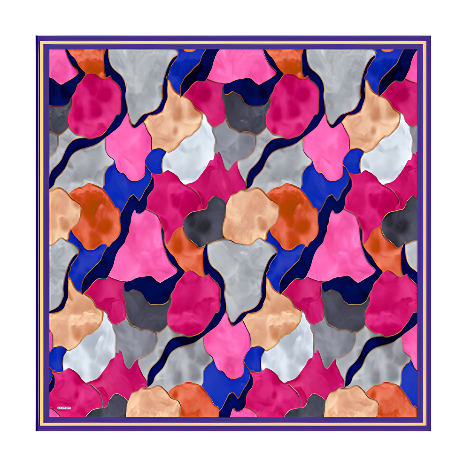 Renkli Bulmaca İpek Eşarp | Toprak