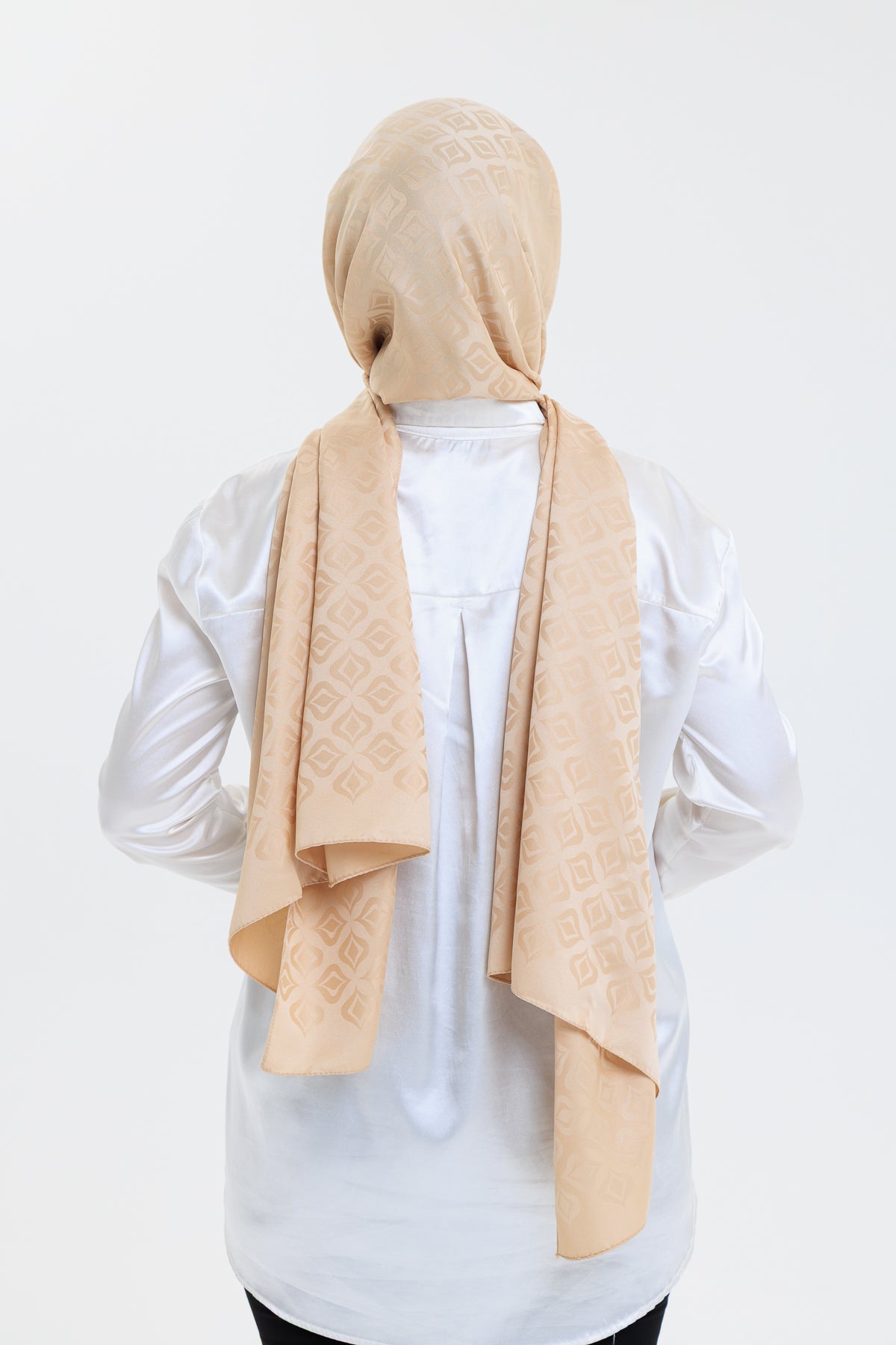 DELMAR Lior Açık Kahve Lale Desenli Pamuklu Jakarlı Şal