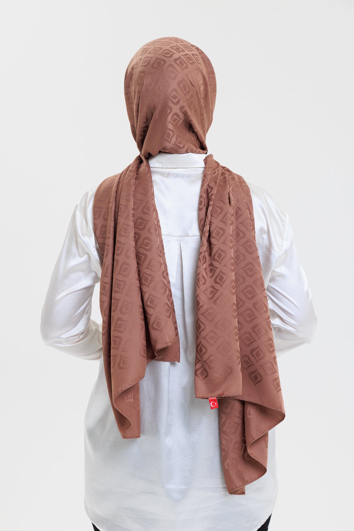 DELMAR Lior Koyu Kahve Lale Desenli Pamuklu Jakarlı Şal