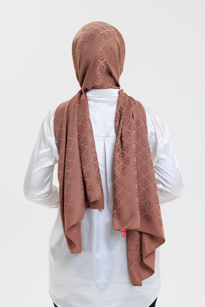 DELMAR Lior Koyu Kahve Lale Desenli Pamuklu Jakarlı Şal