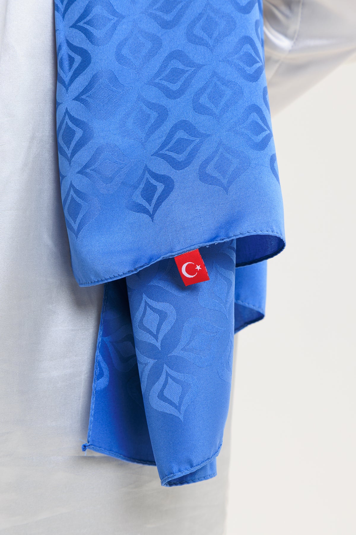 DELMAR Lior Mavi Lale Desenli Pamuklu Jakarlı Şal