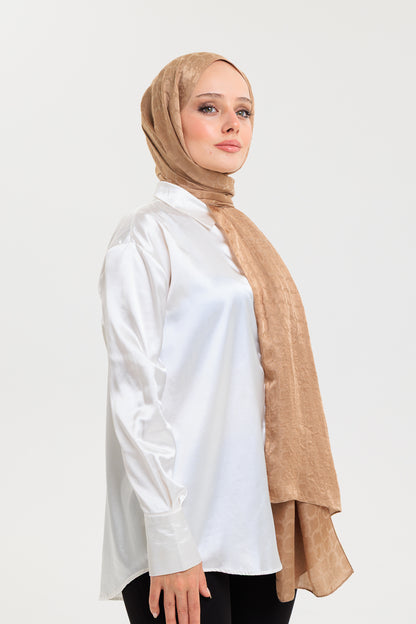 DELMAR Lior Açık Kahve Halka Desenli Jakarlı Şal