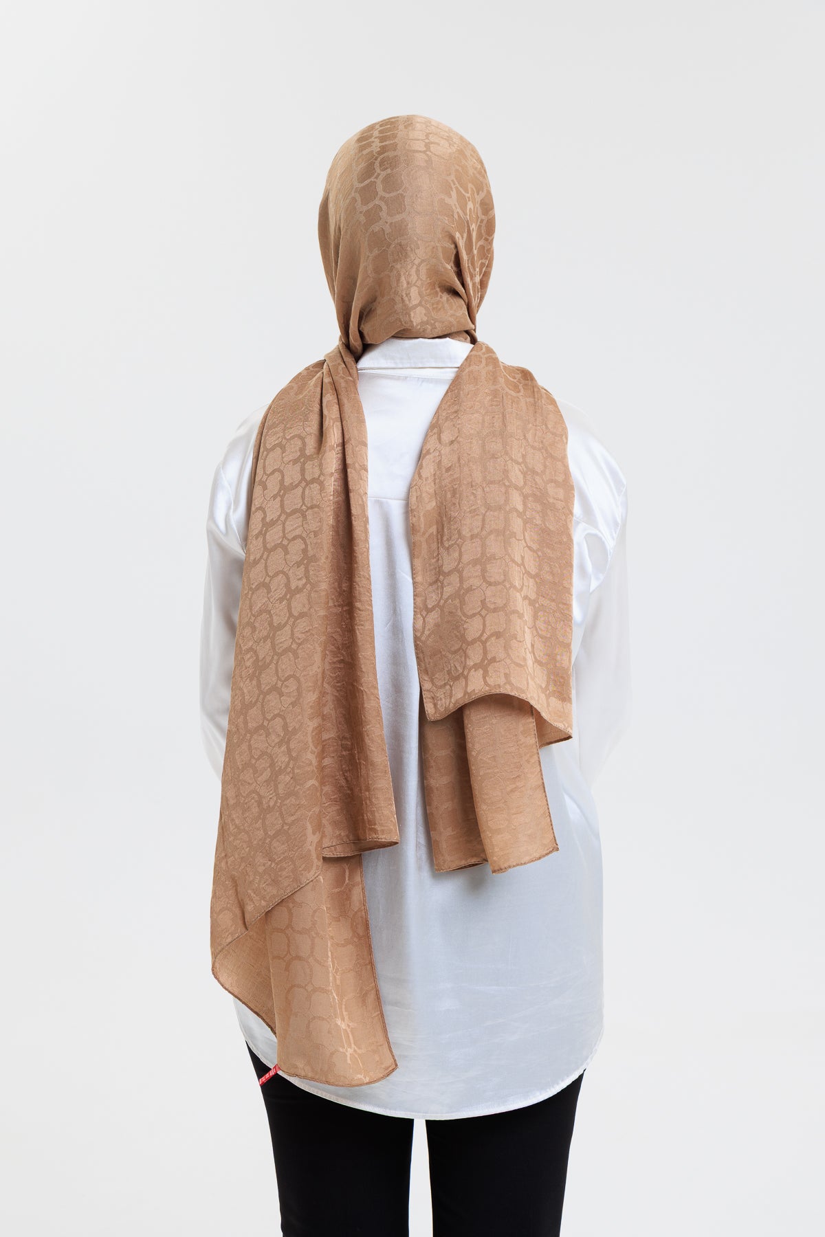 DELMAR Lior Açık Kahve Halka Desenli Jakarlı Şal