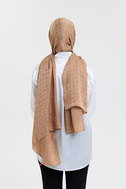DELMAR Lior Açık Kahve Halka Desenli Jakarlı Şal