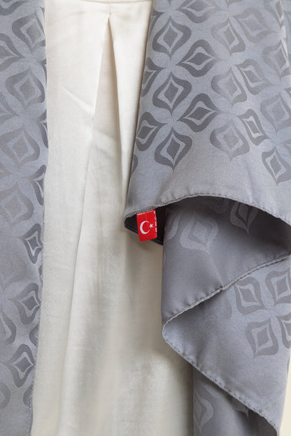 DELMAR Lior Koyu Gri Lale Desenli Pamuklu Jakarlı Şal