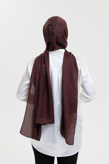 DELMAR Lior Koyu Kahve Halka Desenli Jakarlı Şal