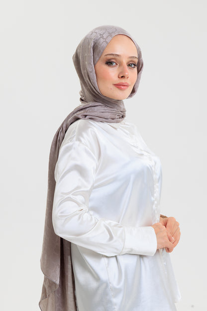 DELMAR Lior Koyu Gri Halka Desenli Jakarlı Şal