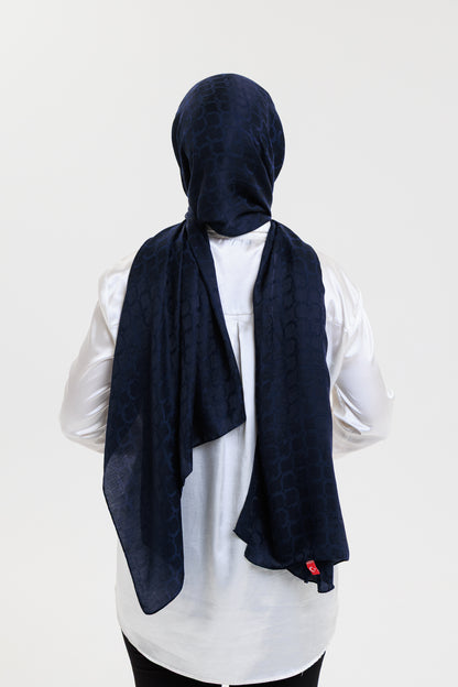 DELMAR Lior Lacivert Halka Desenli Jakarlı Şal