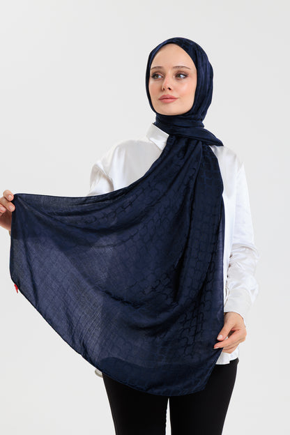 DELMAR Lior Lacivert Halka Desenli Jakarlı Şal