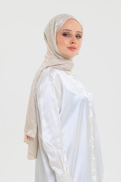 DELMAR Lior Bej Halka Desenli Jakarlı Şal