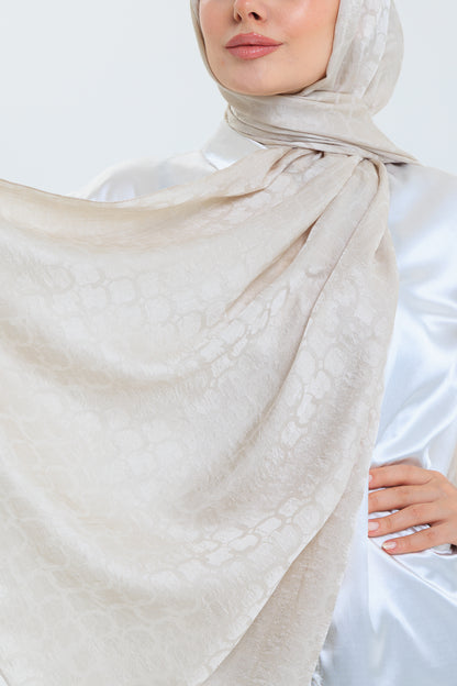 DELMAR Lior Bej Halka Desenli Jakarlı Şal