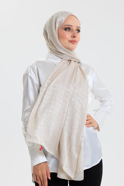 DELMAR Lior Bej Halka Desenli Jakarlı Şal