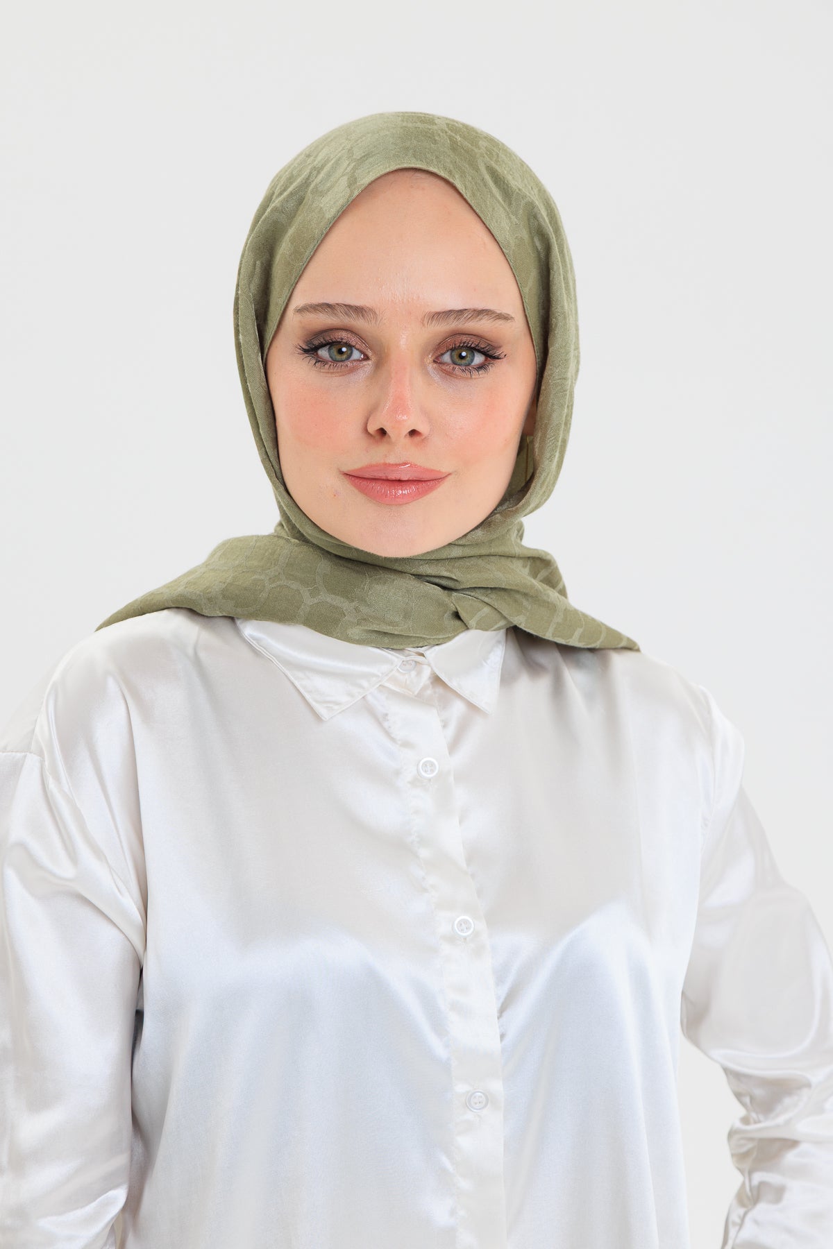 DELMAR Lior Yeşil Halka Desenli Jakarlı Şal