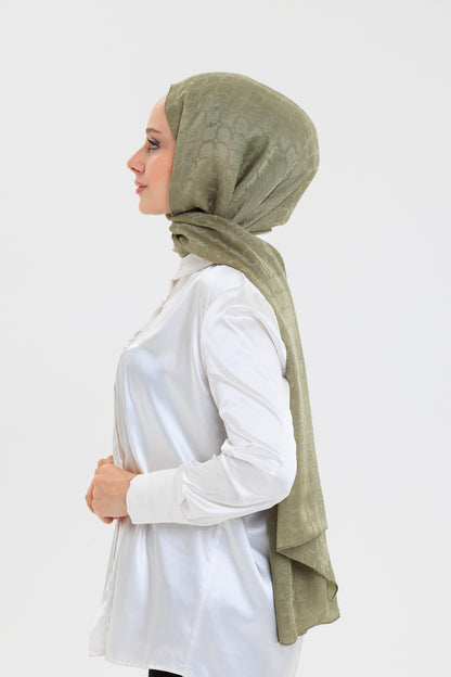 DELMAR Lior Yeşil Halka Desenli Jakarlı Şal