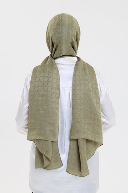 DELMAR Lior Yeşil Halka Desenli Jakarlı Şal