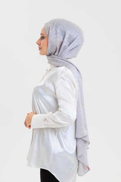 DELMAR Lior Gümüş Halka Desenli Jakarlı Şal