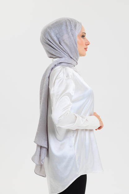 DELMAR Lior Gümüş Halka Desenli Jakarlı Şal