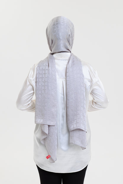 DELMAR Lior Gümüş Halka Desenli Jakarlı Şal