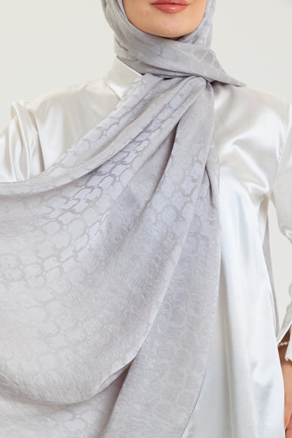 DELMAR Lior Gümüş Halka Desenli Jakarlı Şal