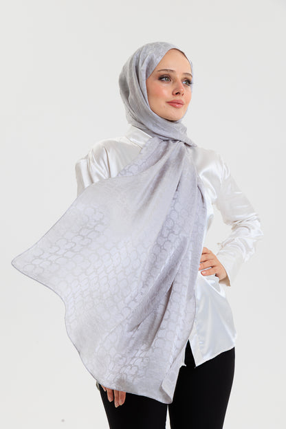 DELMAR Lior Gümüş Halka Desenli Jakarlı Şal