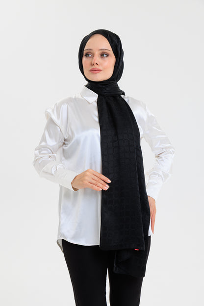 DELMAR Lior Siyah Halka Desenli Jakarlı Şal