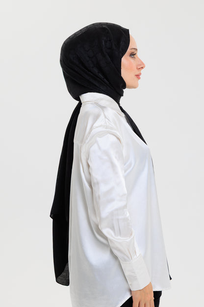 DELMAR Lior Siyah Halka Desenli Jakarlı Şal