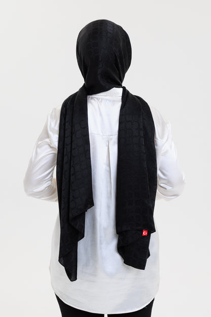 DELMAR Lior Siyah Halka Desenli Jakarlı Şal