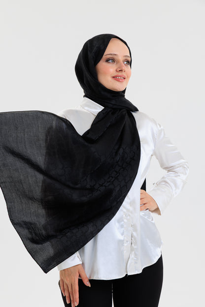 DELMAR Lior Siyah Halka Desenli Jakarlı Şal