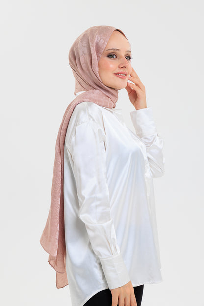 DELMAR Lior Pembe Halka Desenli Jakarlı Şal