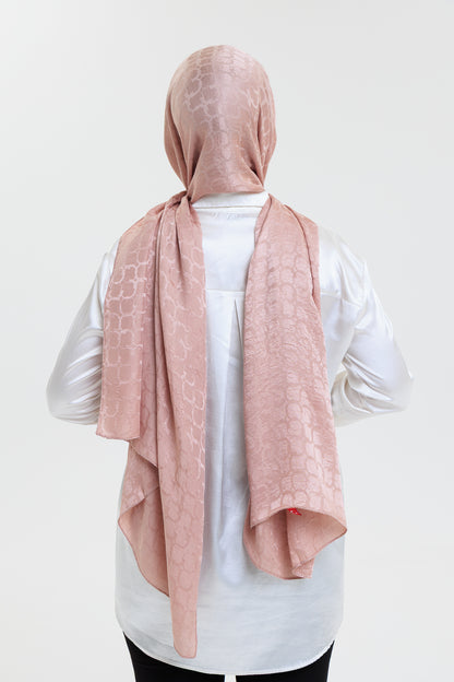 DELMAR Lior Pembe Halka Desenli Jakarlı Şal