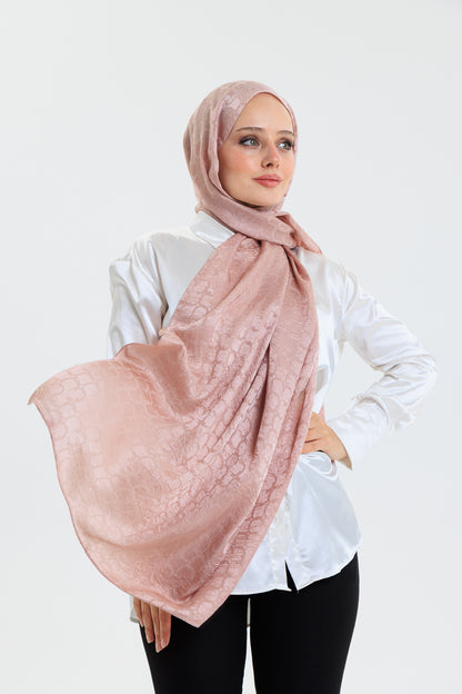 DELMAR Lior Pembe Halka Desenli Jakarlı Şal