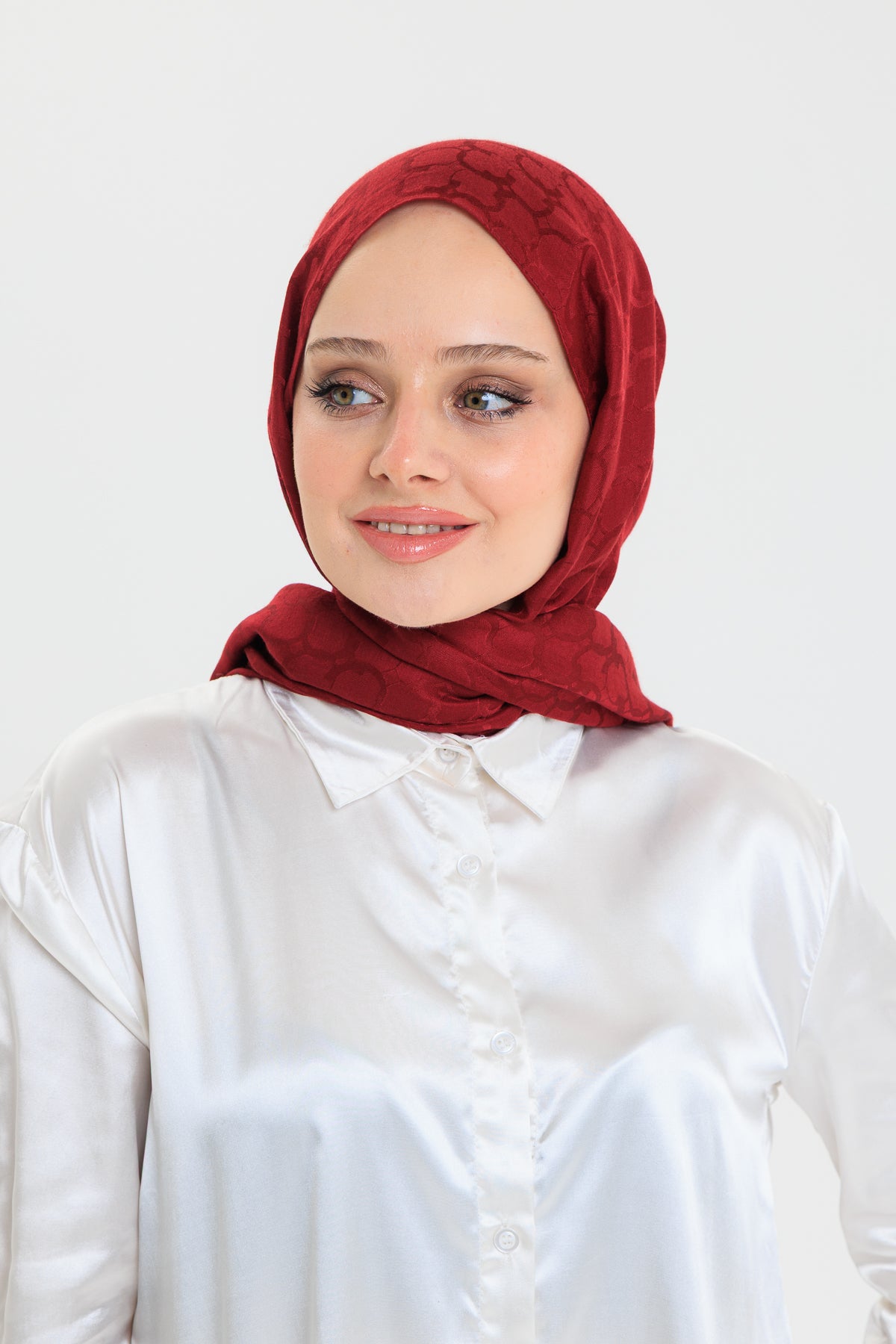 DELMAR Lior Kırmızı Halka Desenli Jakarlı Şal