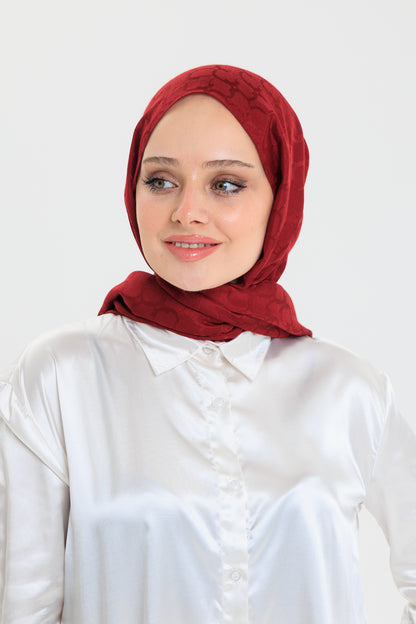 DELMAR Lior Kırmızı Halka Desenli Jakarlı Şal