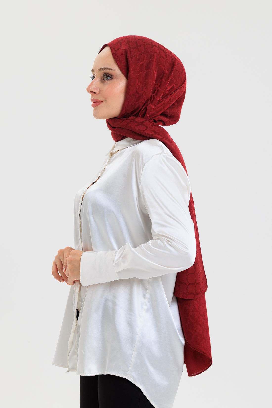 DELMAR Lior Kırmızı Halka Desenli Jakarlı Şal