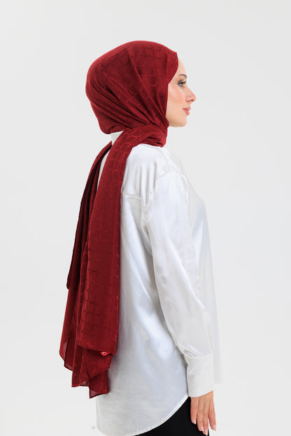 DELMAR Lior Kırmızı Halka Desenli Jakarlı Şal