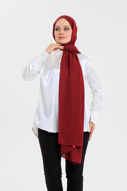 DELMAR Lior Kırmızı Halka Desenli Jakarlı Şal