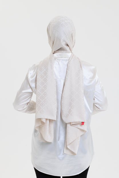 DELMAR Lior Taş Rengi Lale Desenli Pamuklu Jakarlı Şal