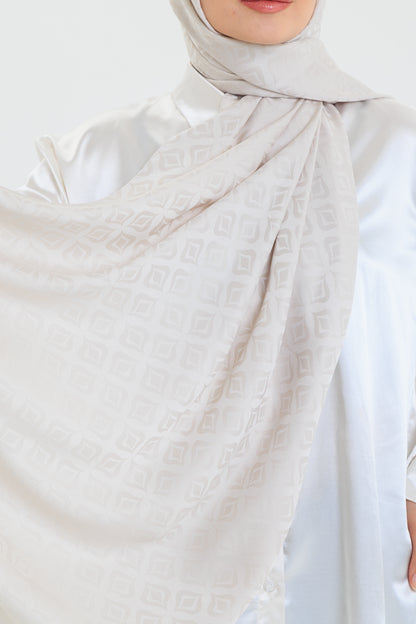 DELMAR Lior Taş Rengi Lale Desenli Pamuklu Jakarlı Şal