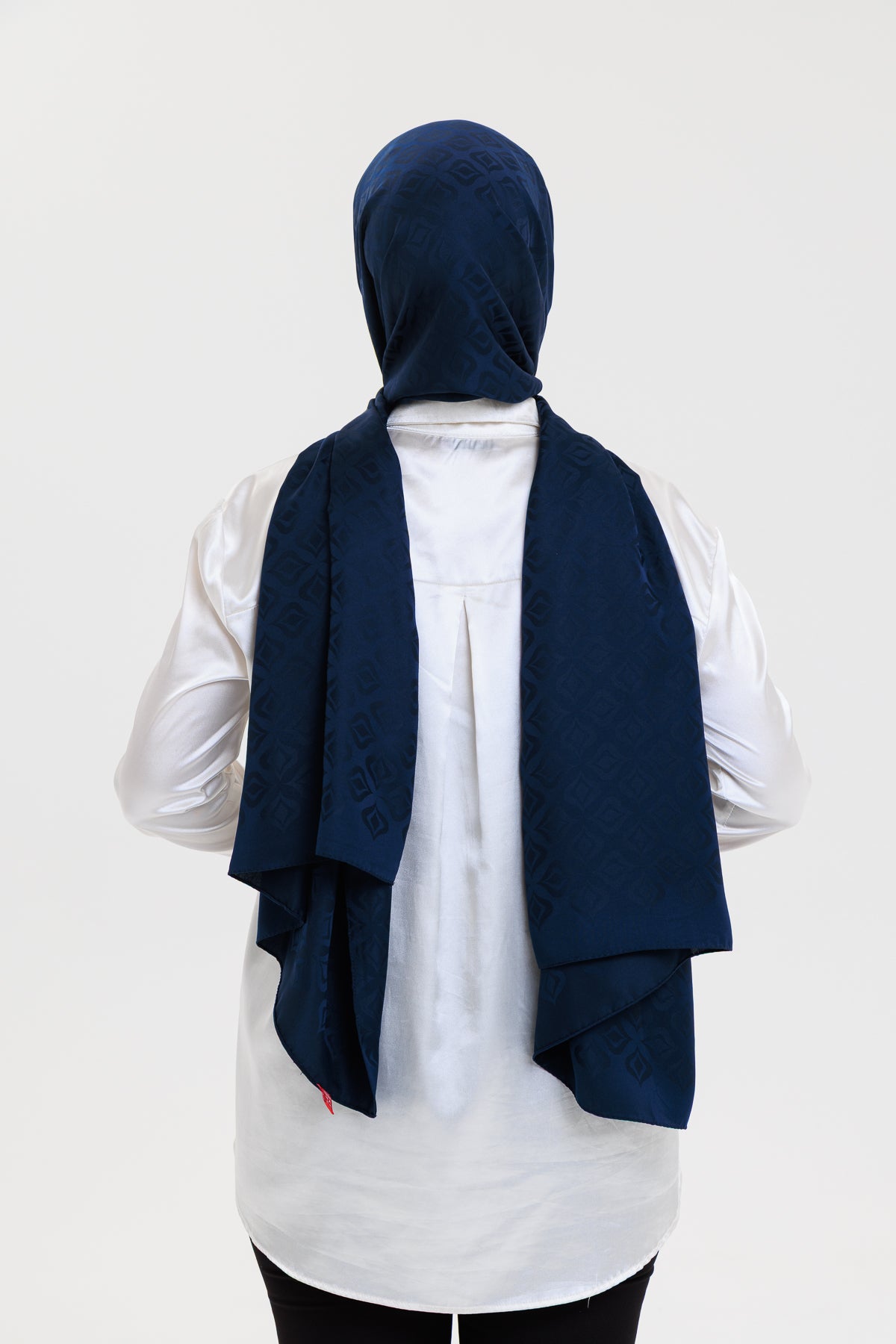 DELMAR Lior Lacivert Lale Desenli Pamuklu Jakarlı Şal