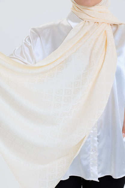 DELMAR Lior Krem Lale Desenli Pamuklu Jakarlı Şal