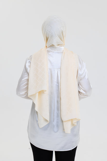 DELMAR Lior Krem Lale Desenli Pamuklu Jakarlı Şal